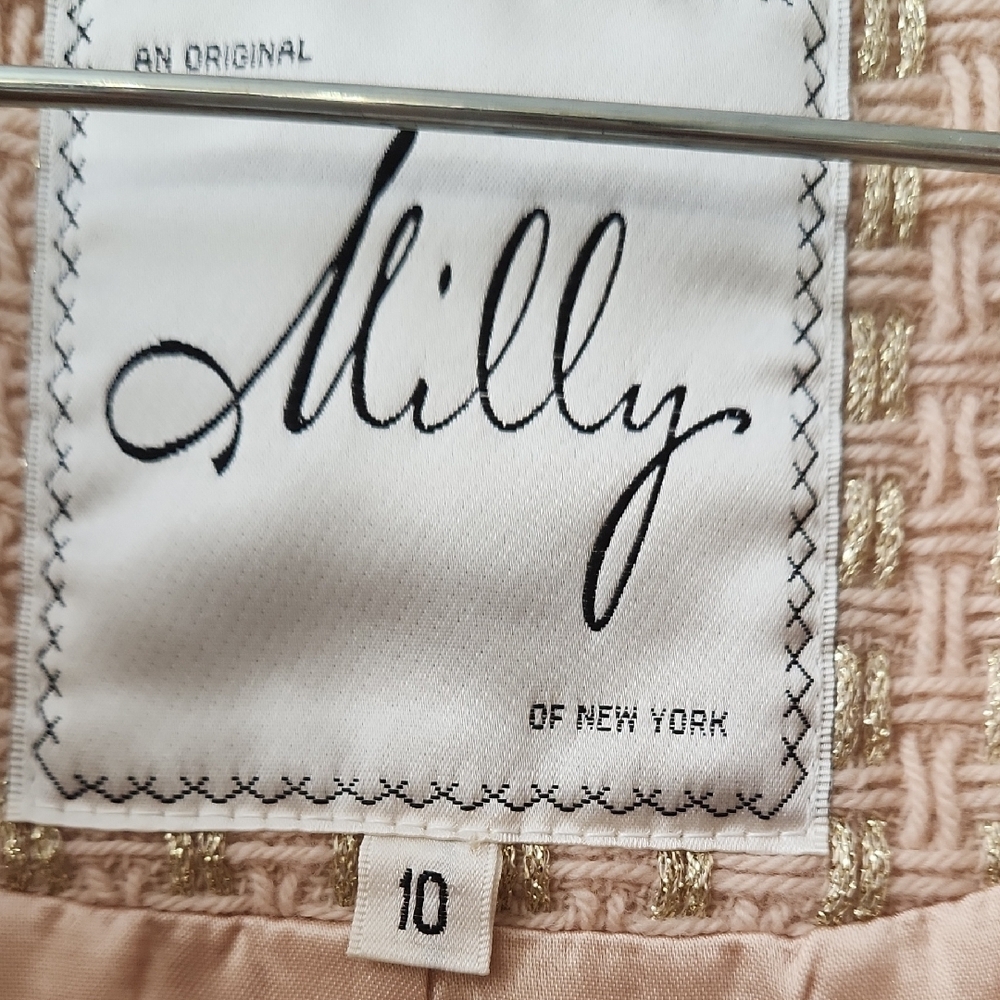 Milly Of New York, Beige Textured Blazer and Skirt Set - Picture 3 of 16